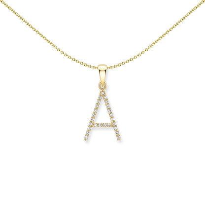 9ct Gold  Diamond Initial Charm Pendant Letter A - INNR0212-A