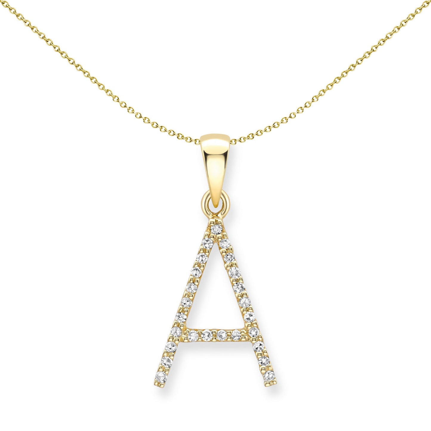 9ct Gold  Diamond Initial Charm Pendant Letter A - INNR0212-A
