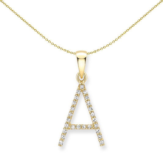 9ct Gold  Diamond Initial Charm Pendant Letter A - INNR0212-A