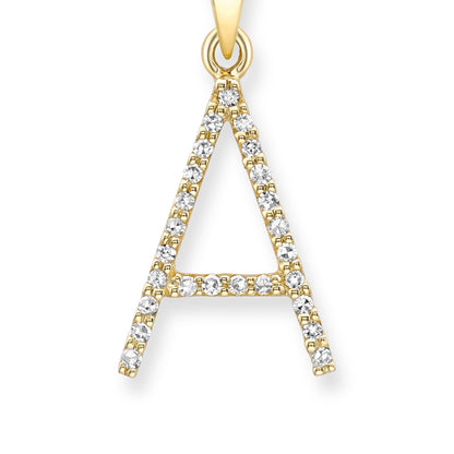 9ct Gold  Diamond Initial Charm Pendant Letter A - INNR0212-A