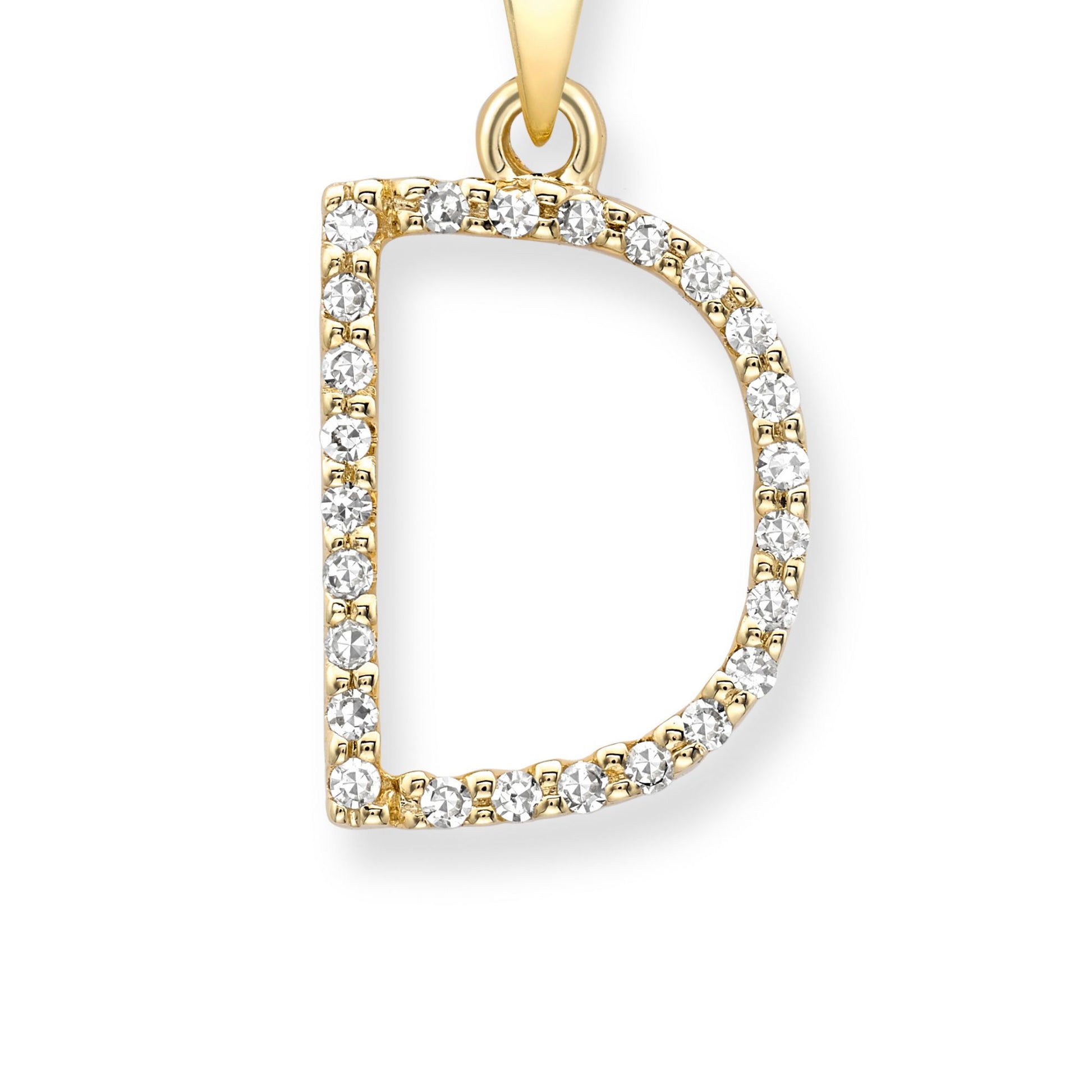 9ct Gold  Diamond Initial Charm Pendant Letter D - INNR0212-D