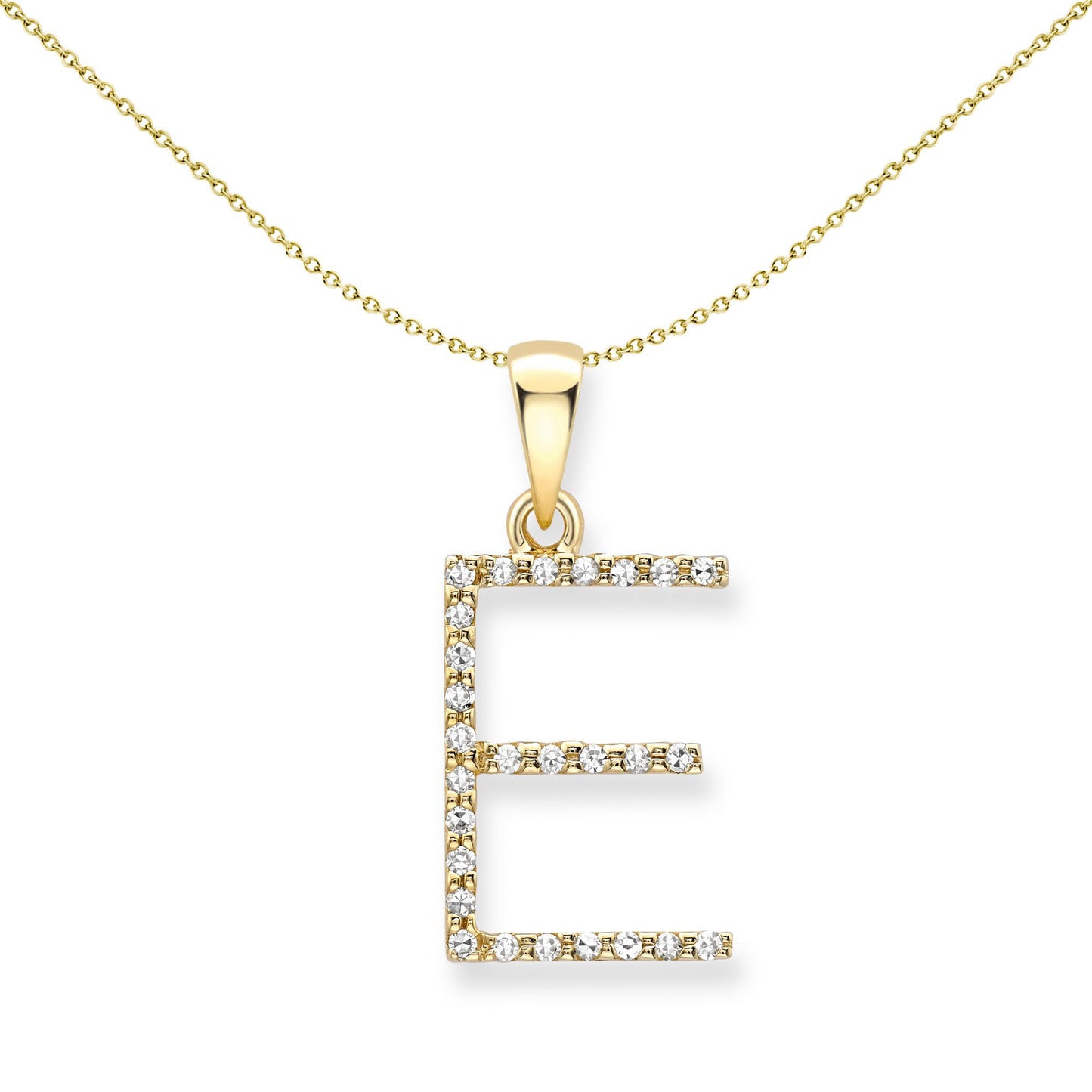 9ct Gold  Diamond Initial Charm Pendant Letter E - INNR0212-E