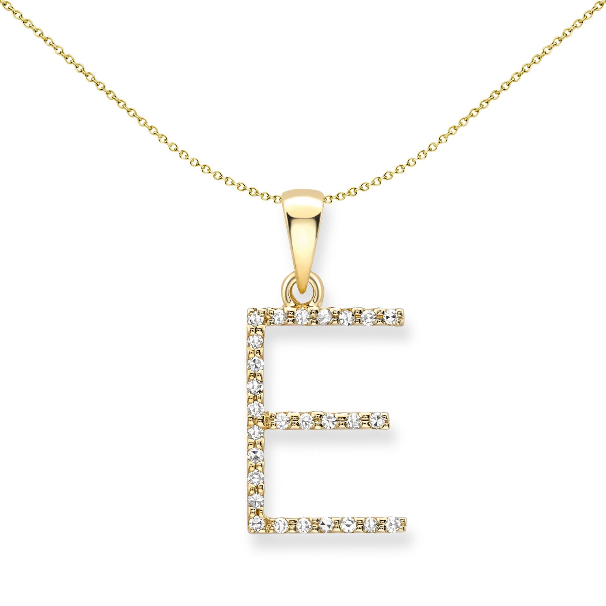 9ct Gold  Diamond Initial Charm Pendant Letter E - INNR0212-E