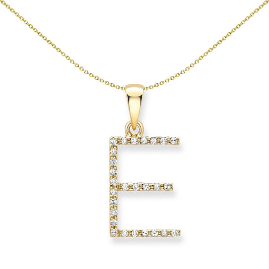 9ct Gold  Diamond Initial Charm Pendant Letter E - INNR0212-E