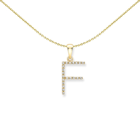 9ct Gold  Diamond Initial Charm Pendant Letter F - INNR0212-F