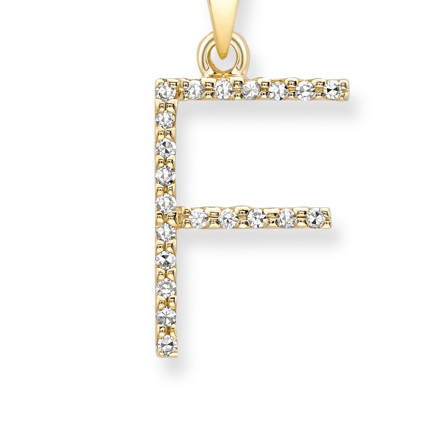 9ct Gold  Diamond Initial Charm Pendant Letter F - INNR0212-F