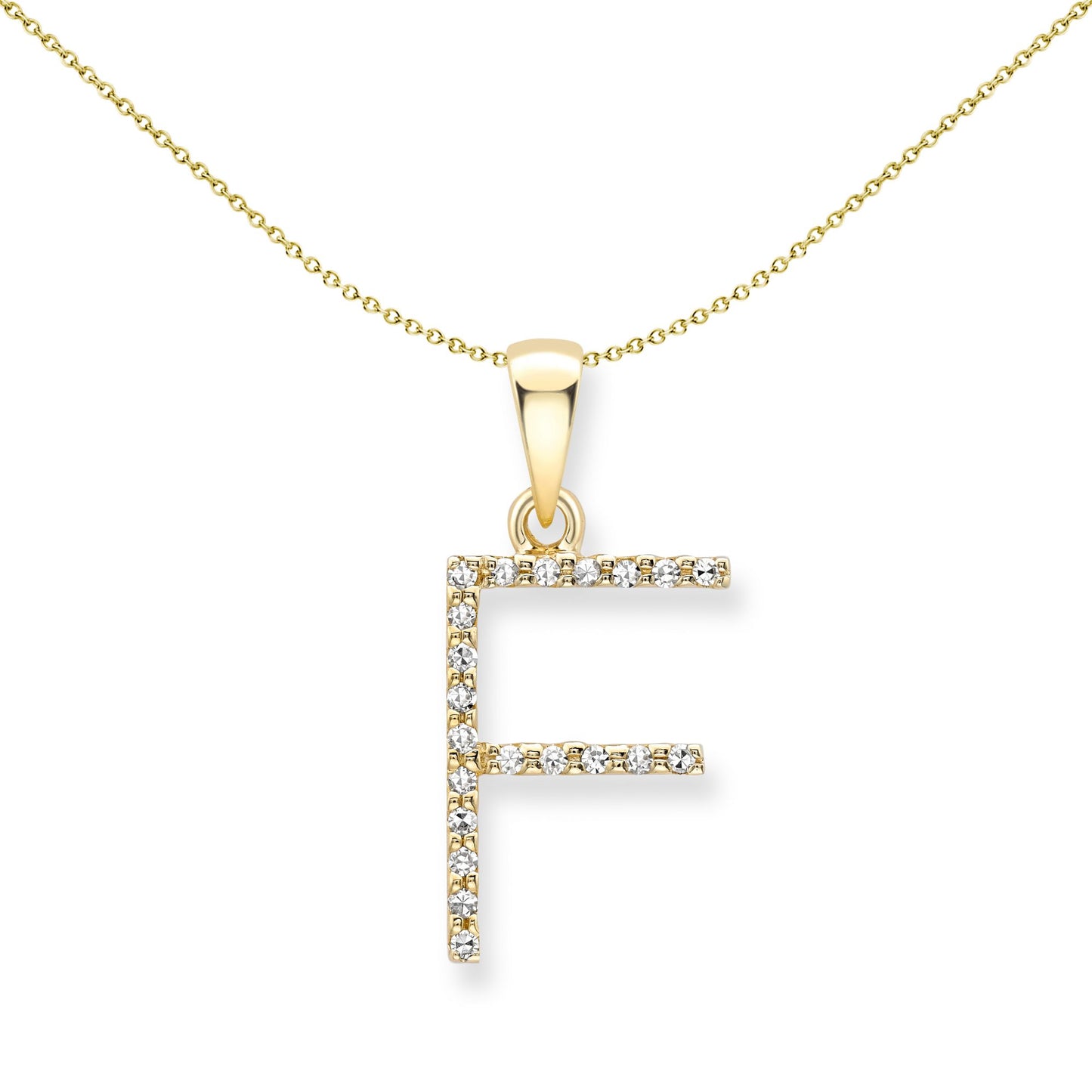 9ct Gold  Diamond Initial Charm Pendant Letter F - INNR0212-F