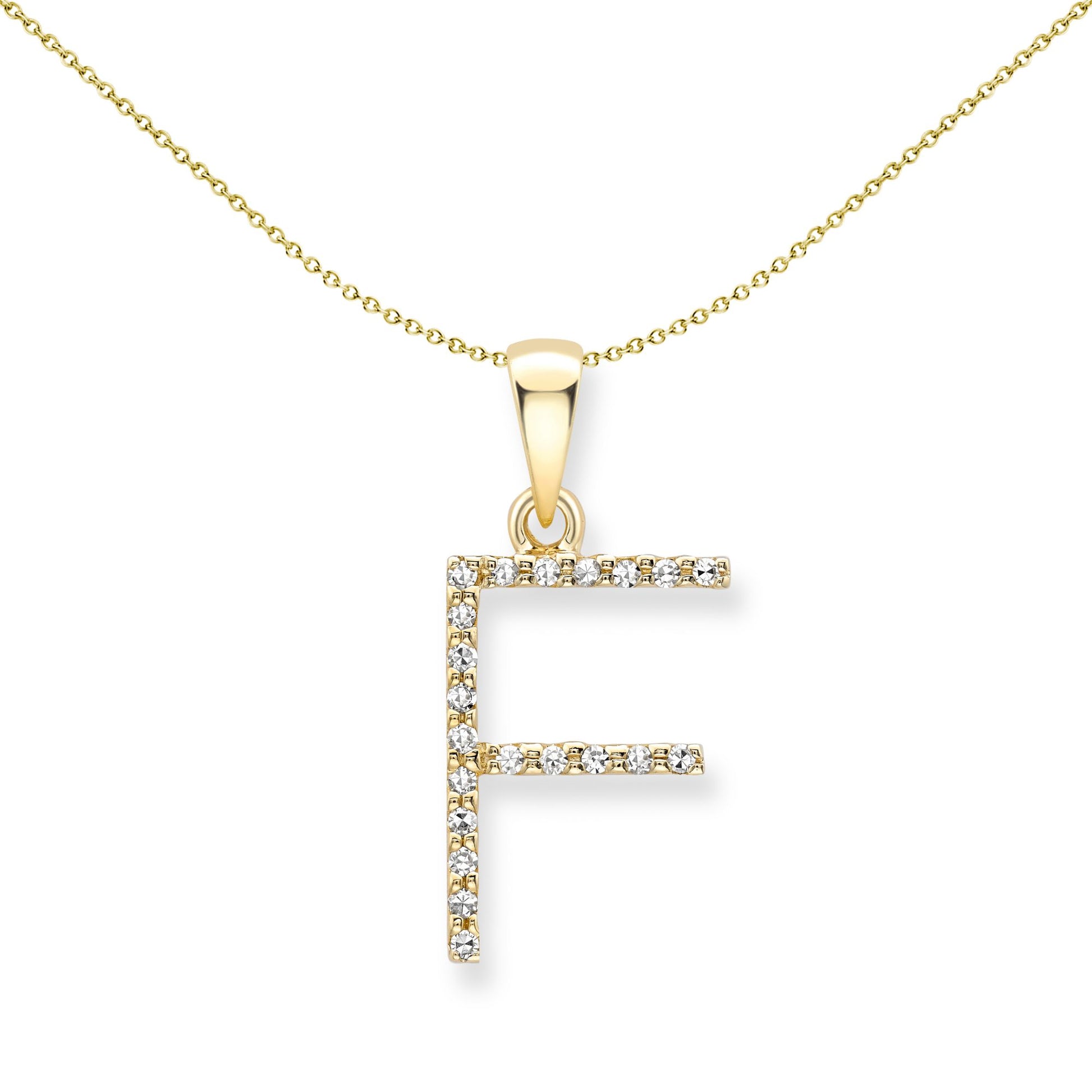 9ct Gold  Diamond Initial Charm Pendant Letter F - INNR0212-F