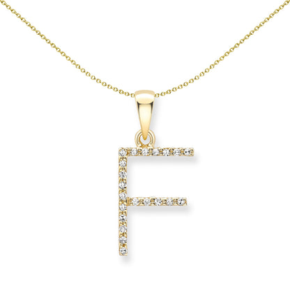 9ct Gold  Diamond Initial Charm Pendant Letter F - INNR0212-F