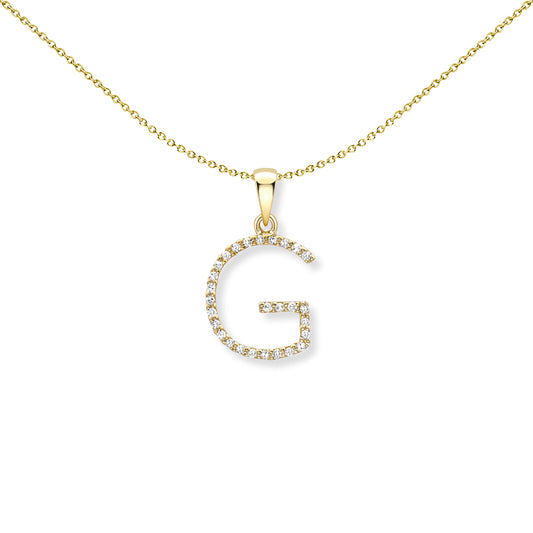 9ct Gold  Diamond Initial Charm Pendant Letter G - INNR0212-G