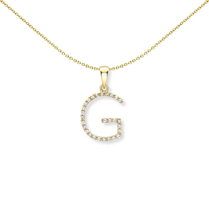 9ct Gold  Diamond Initial Charm Pendant Letter G - INNR0212-G