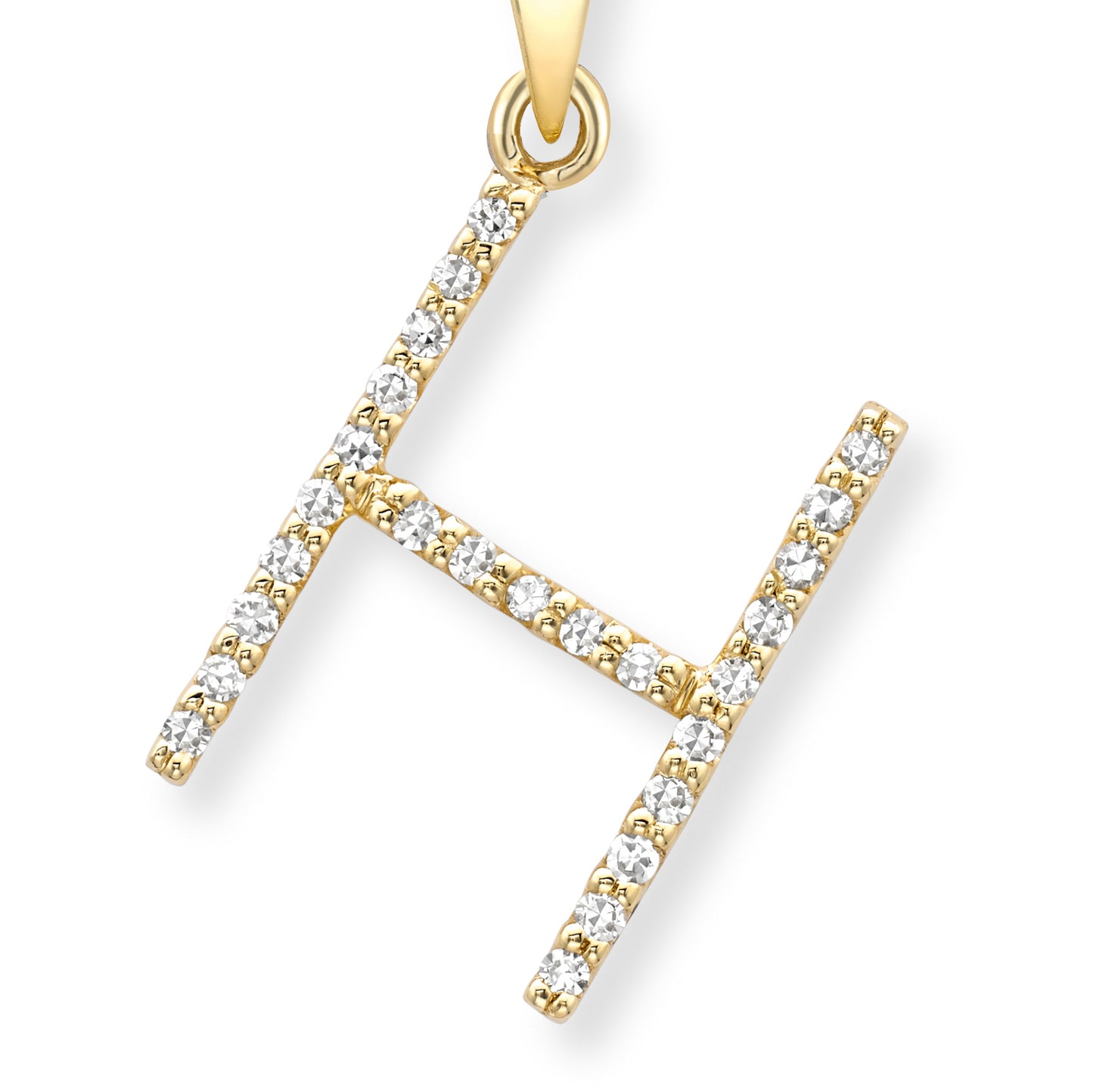 9ct Gold  Diamond Initial Charm Pendant Letter H - INNR0212-H