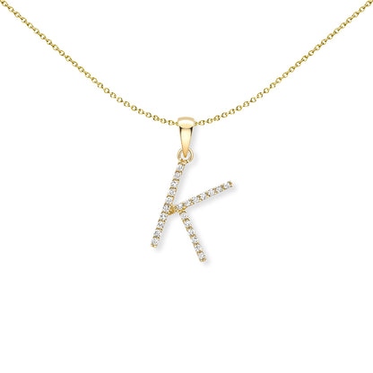 9ct Gold  Diamond Initial Charm Pendant Letter K - INNR0212-K