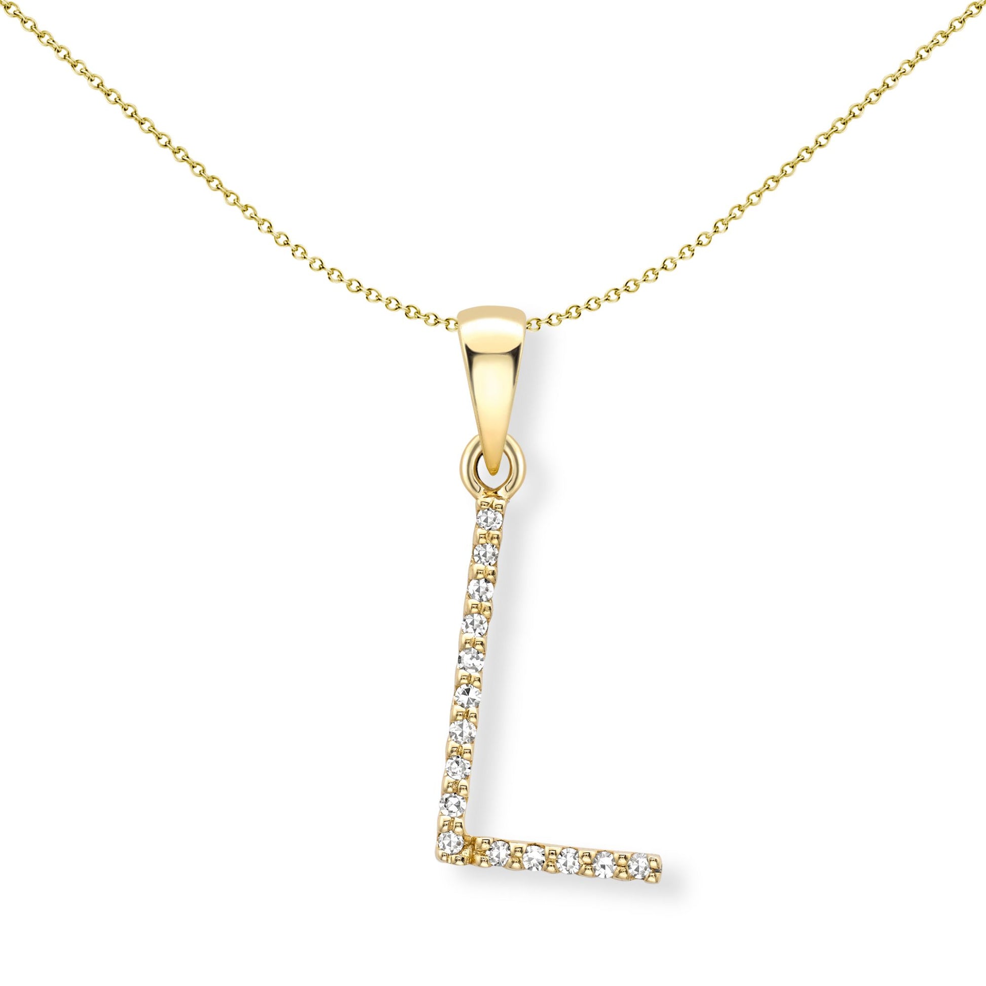 9ct Gold  Diamond Initial Charm Pendant Letter L - INNR0212-L