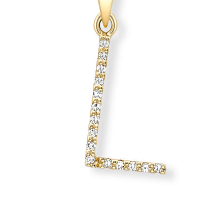 9ct Gold  Diamond Initial Charm Pendant Letter L - INNR0212-L
