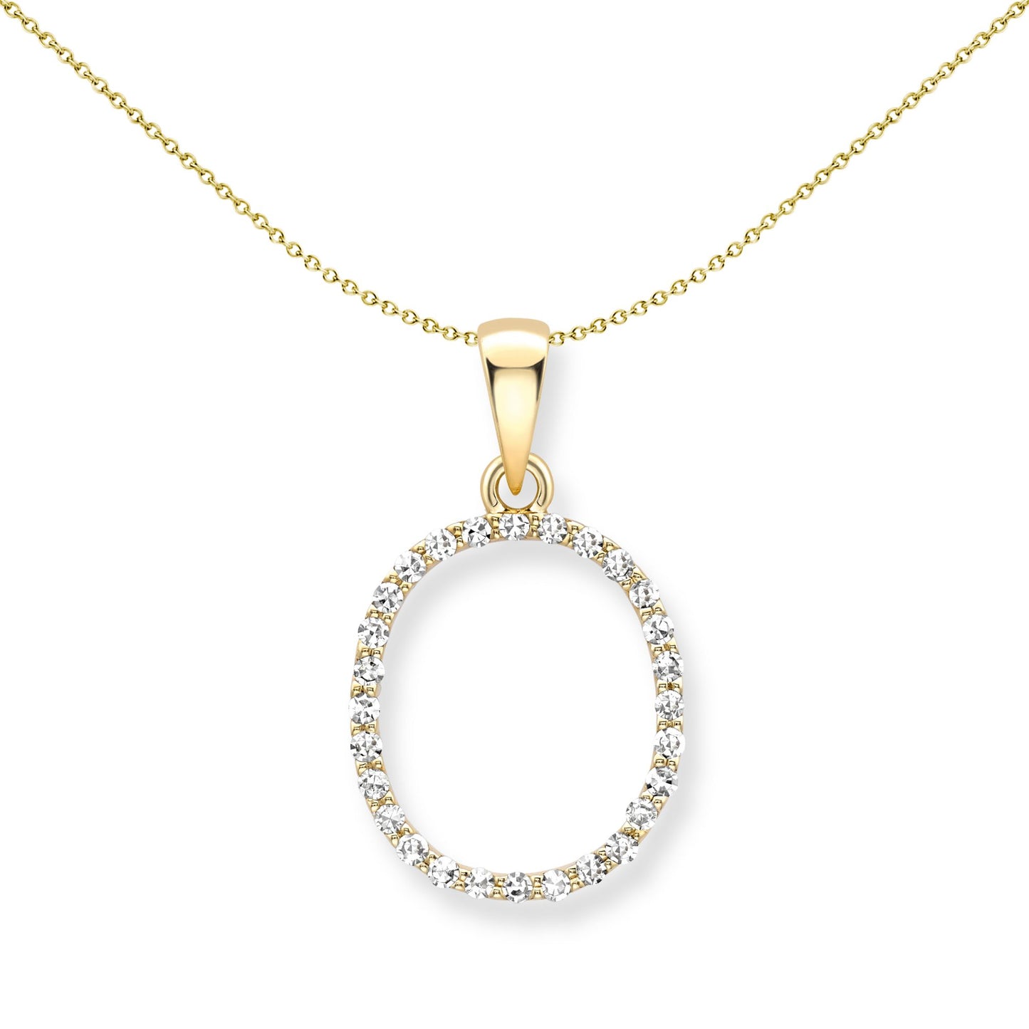 9ct Gold  Diamond Initial Charm Pendant Letter O - INNR0212-O
