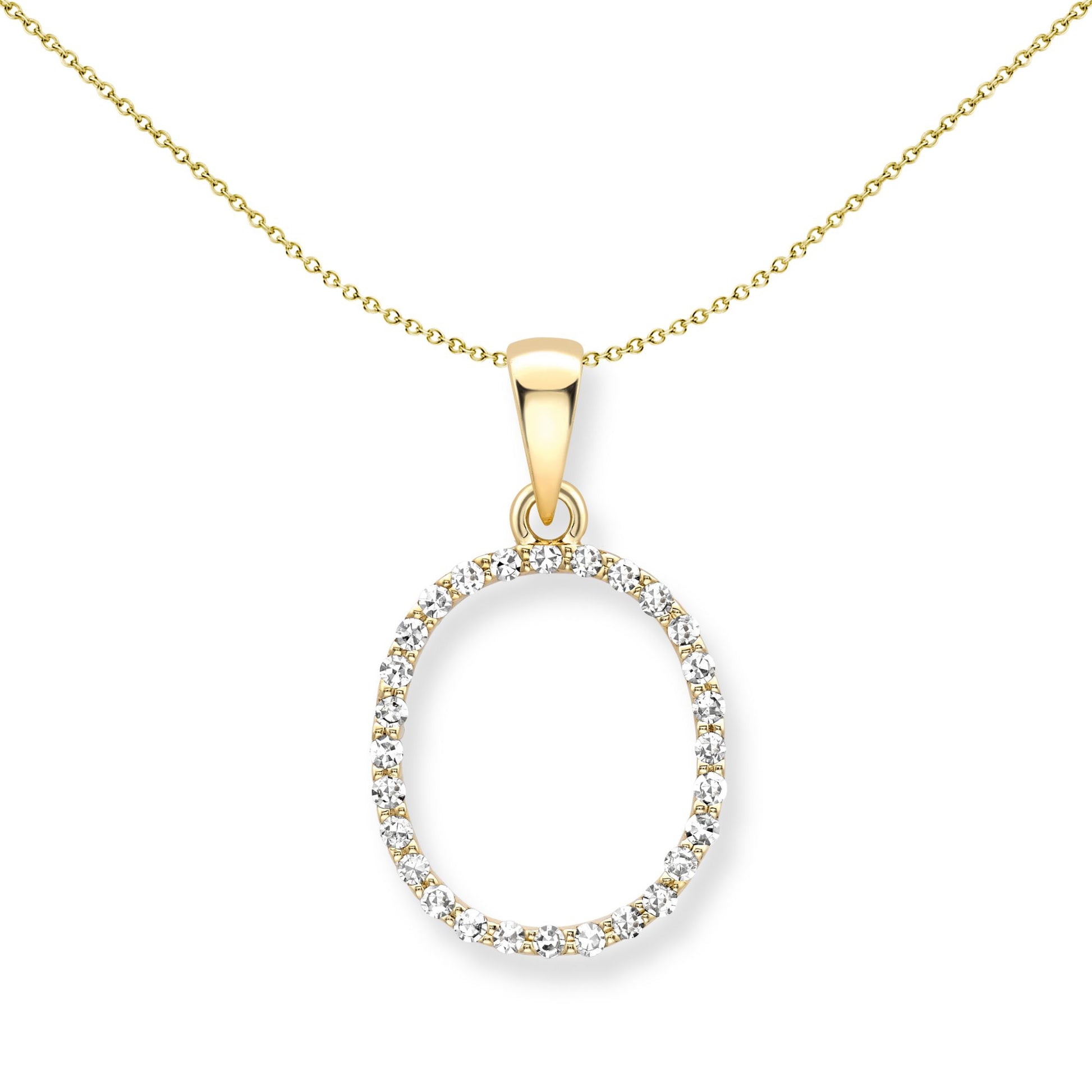 9ct Gold  Diamond Initial Charm Pendant Letter O - INNR0212-O