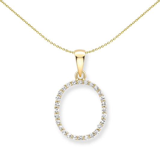 9ct Gold  Diamond Initial Charm Pendant Letter O - INNR0212-O