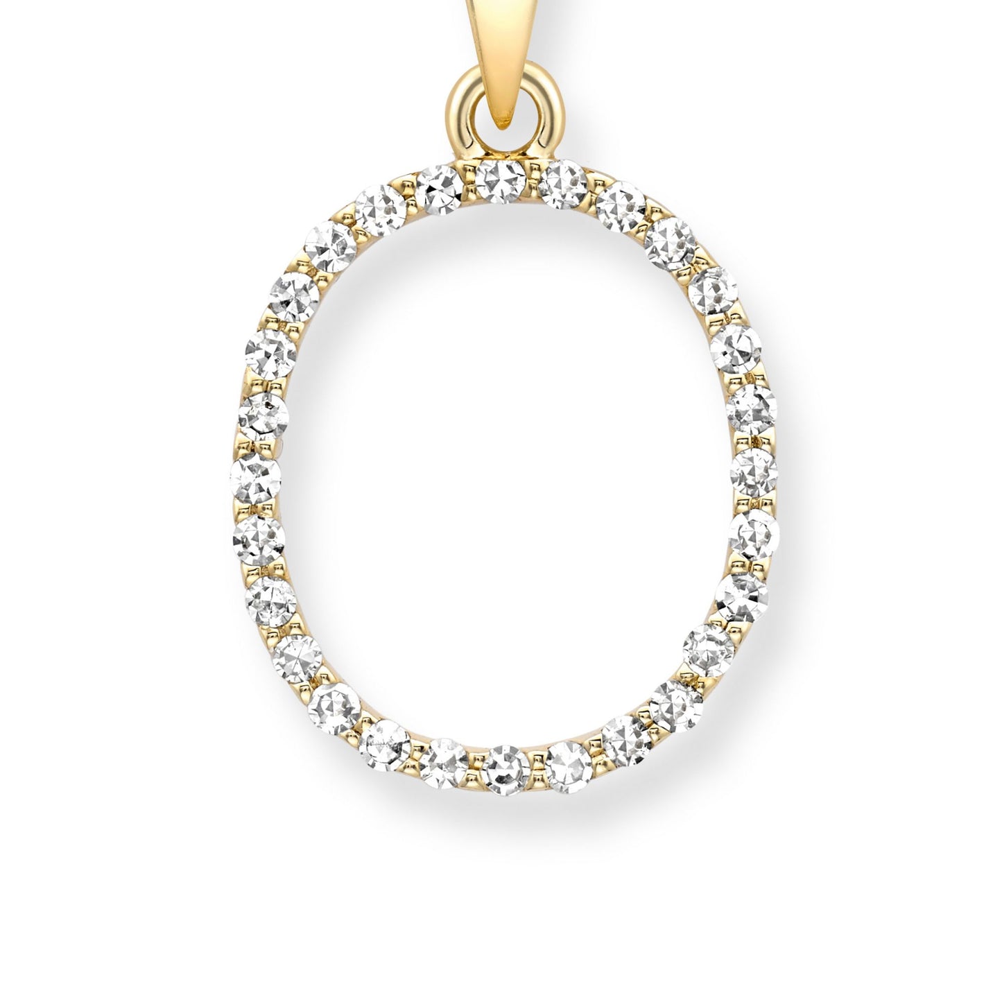 9ct Gold  Diamond Initial Charm Pendant Letter O - INNR0212-O