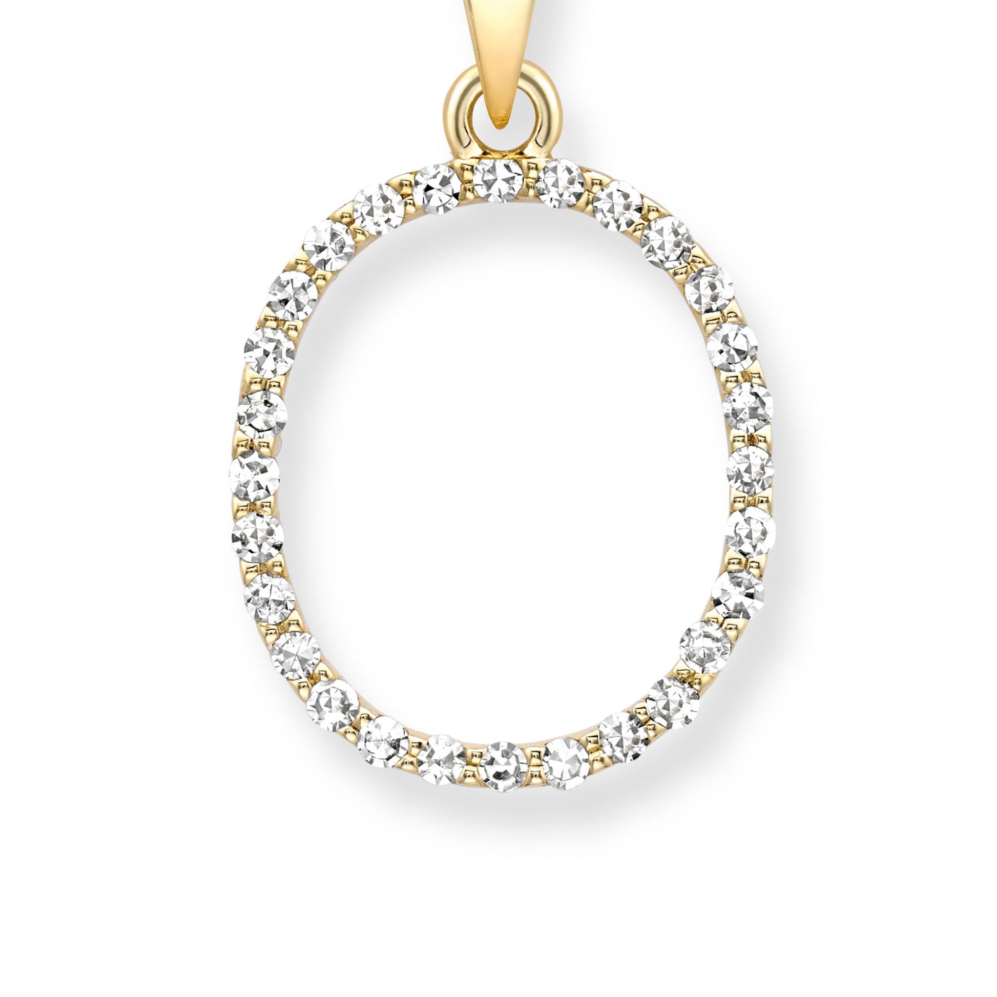 9ct Gold  Diamond Initial Charm Pendant Letter O - INNR0212-O