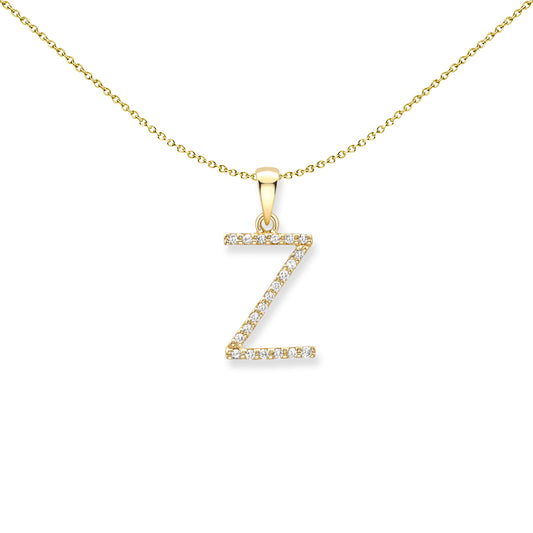 9ct Gold  Diamond Initial Charm Pendant Letter Z - INNR0212-Z