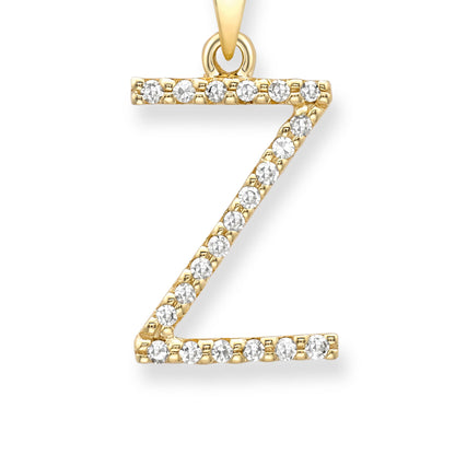 9ct Gold  Diamond Initial Charm Pendant Letter Z - INNR0212-Z
