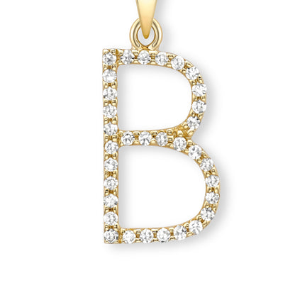 18ct Gold  Diamond Initial Charm Pendant Letter B - INNR0213-B