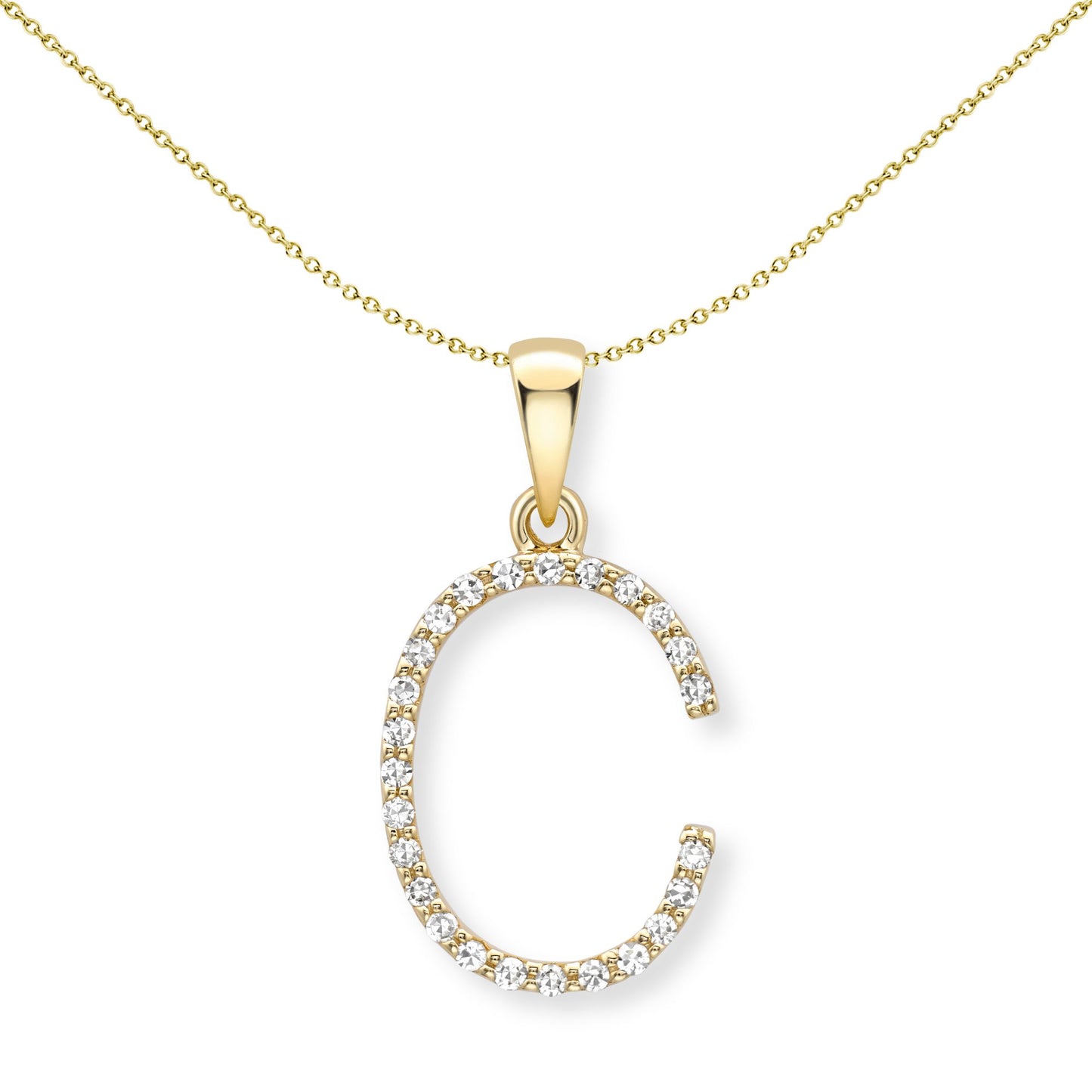 18ct Gold  Diamond Initial Charm Pendant Letter C - INNR0213-C