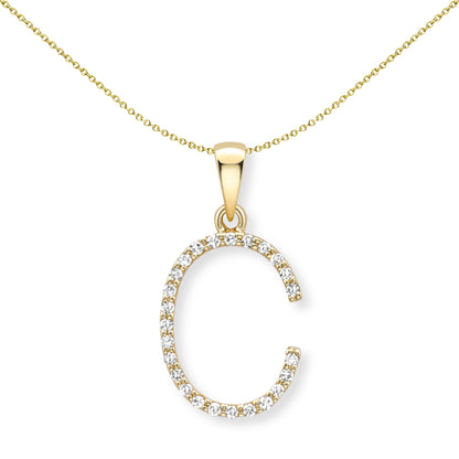 18ct Gold  Diamond Initial Charm Pendant Letter C - INNR0213-C