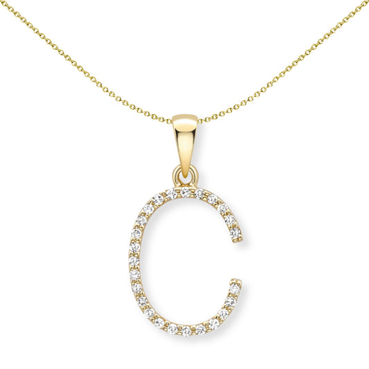 18ct Gold  Diamond Initial Charm Pendant Letter C - INNR0213-C