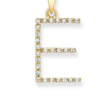 18ct Gold  Diamond Initial Charm Pendant Letter E - INNR0213-E