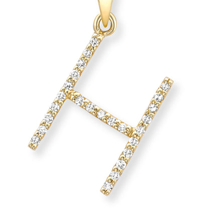 18ct Gold  Diamond Initial Charm Pendant Letter H - INNR0213-H