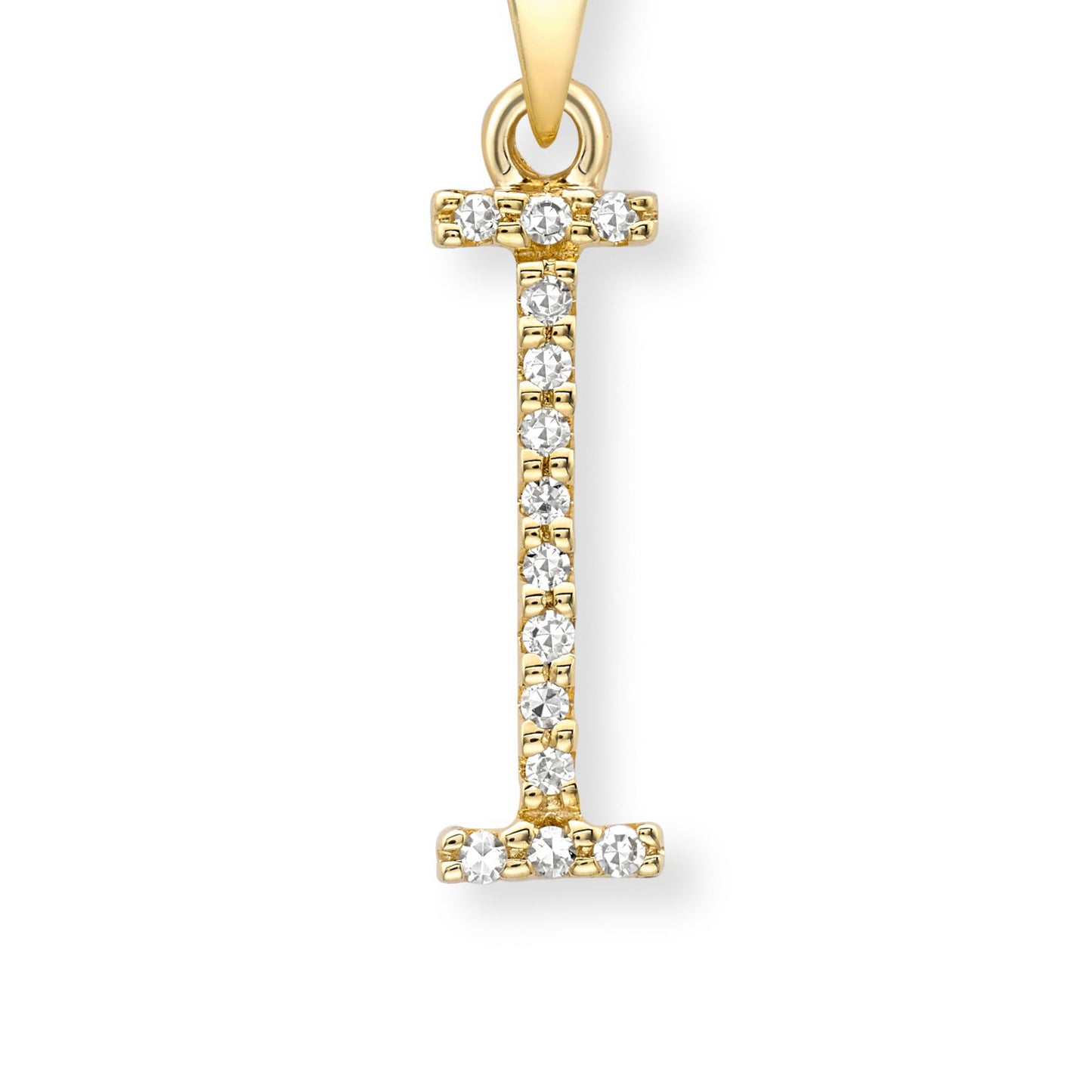 18ct Gold  Diamond Initial Charm Pendant Letter I - INNR0213-I