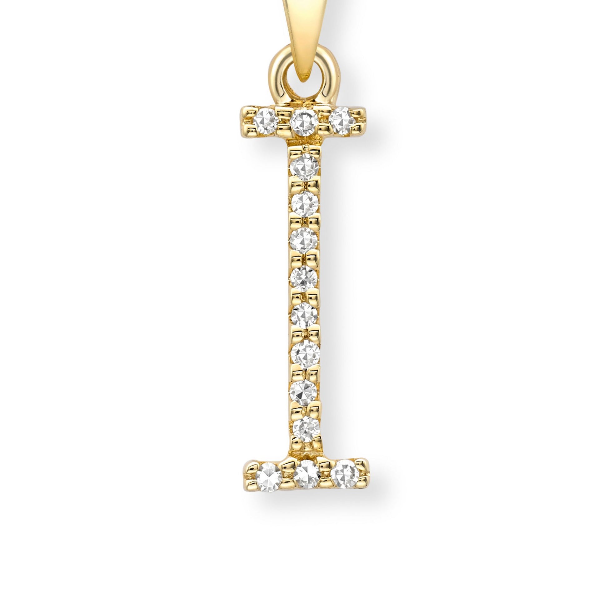 18ct Gold  Diamond Initial Charm Pendant Letter I - INNR0213-I