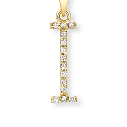 18ct Gold  Diamond Initial Charm Pendant Letter I - INNR0213-I