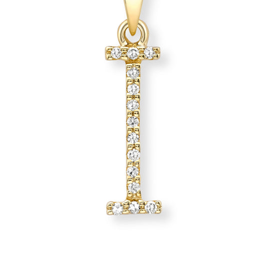 18ct Gold  Diamond Initial Charm Pendant Letter I - INNR0213-I
