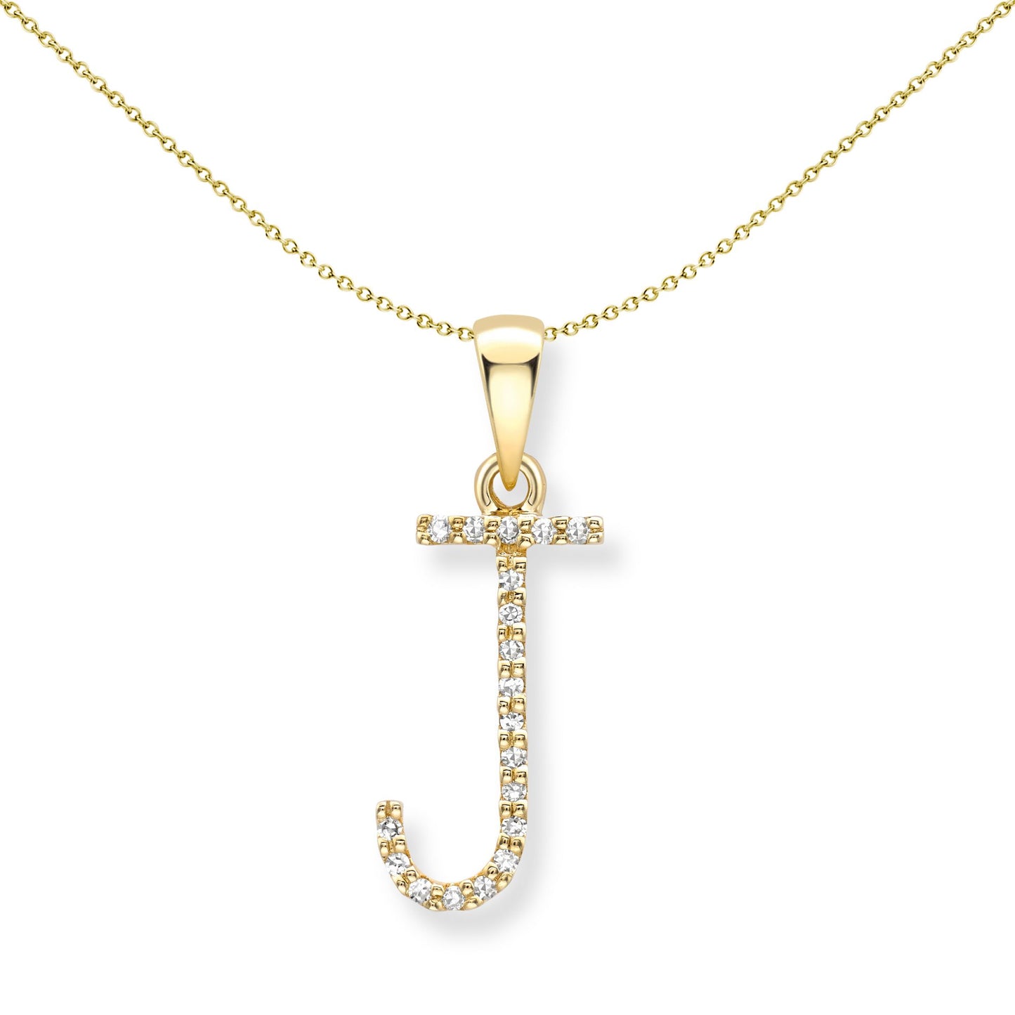 18ct Gold  Diamond Initial Charm Pendant Letter J - INNR0213-J