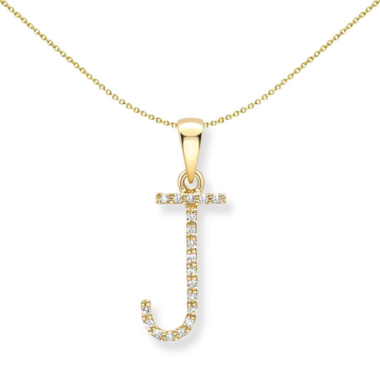 18ct Gold  Diamond Initial Charm Pendant Letter J - INNR0213-J