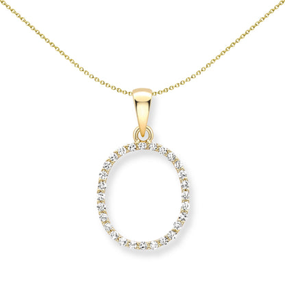 18ct Gold  Diamond Initial Charm Pendant Letter O - INNR0213-O