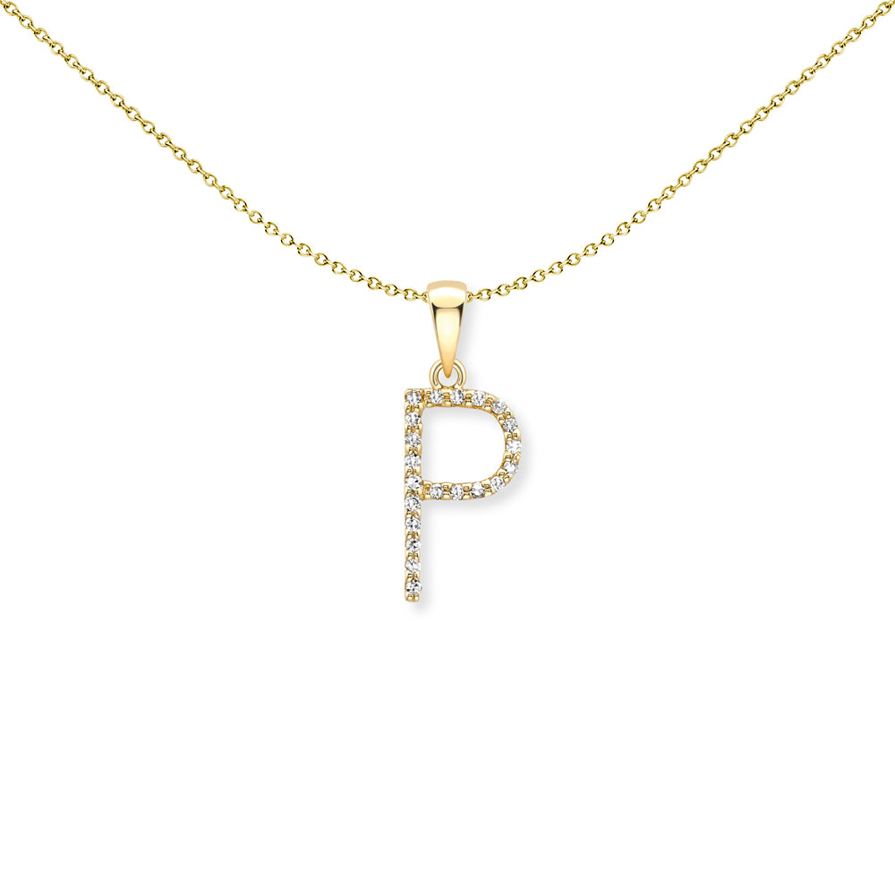 18ct Gold  Diamond Initial Charm Pendant Letter P - INNR0213-P