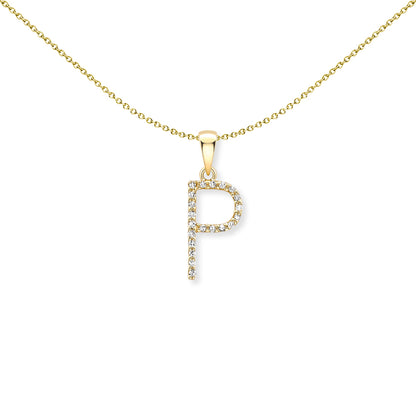 18ct Gold  Diamond Initial Charm Pendant Letter P - INNR0213-P