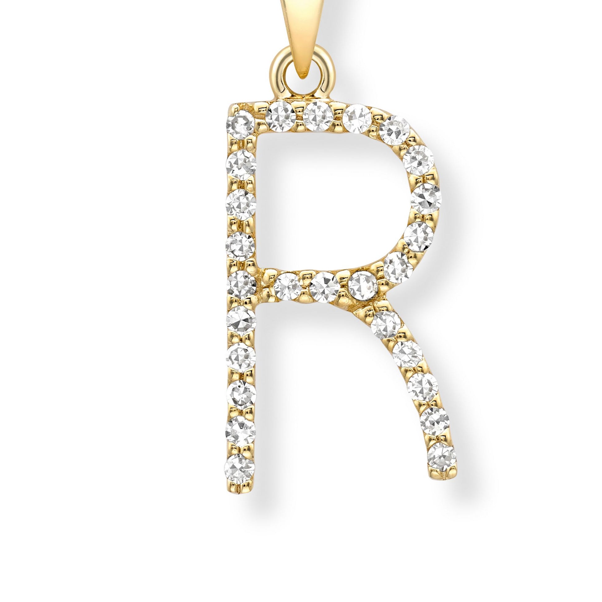 18ct Gold  Diamond Initial Charm Pendant Letter R - INNR0213-R