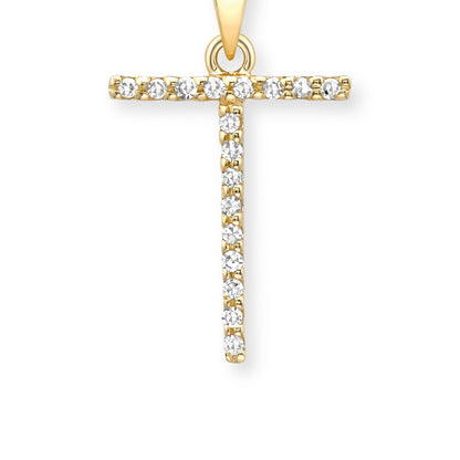 18ct Gold  Diamond Initial Charm Pendant Letter T - INNR0213-T