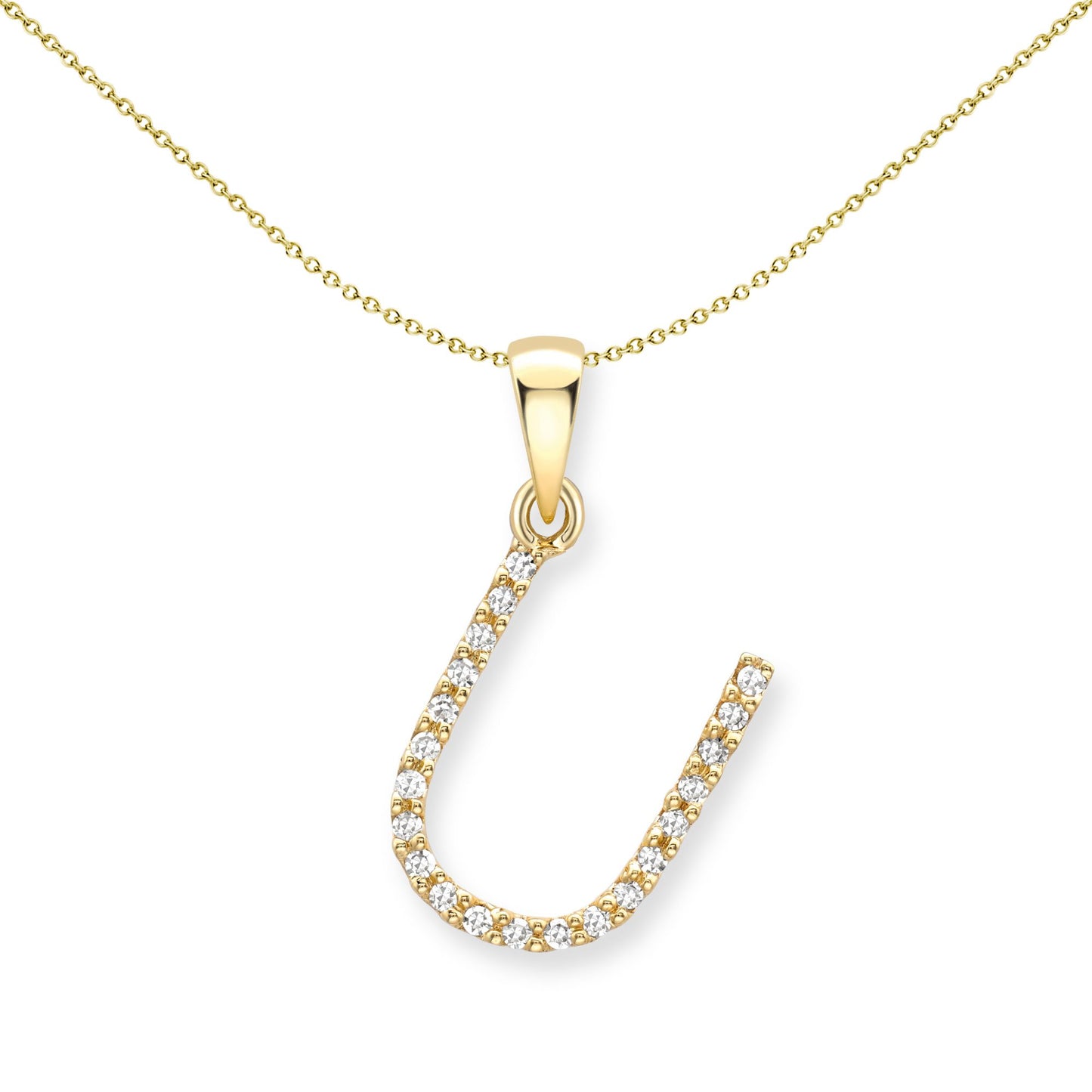 18ct Gold  Diamond Initial Charm Pendant Letter U - INNR0213-U