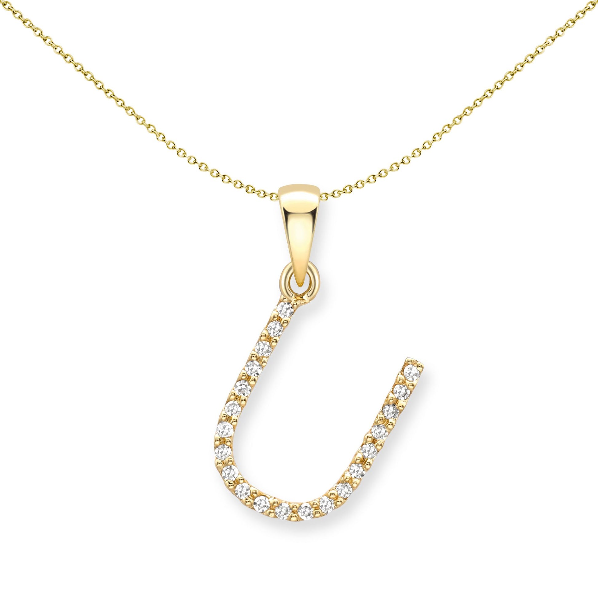 18ct Gold  Diamond Initial Charm Pendant Letter U - INNR0213-U