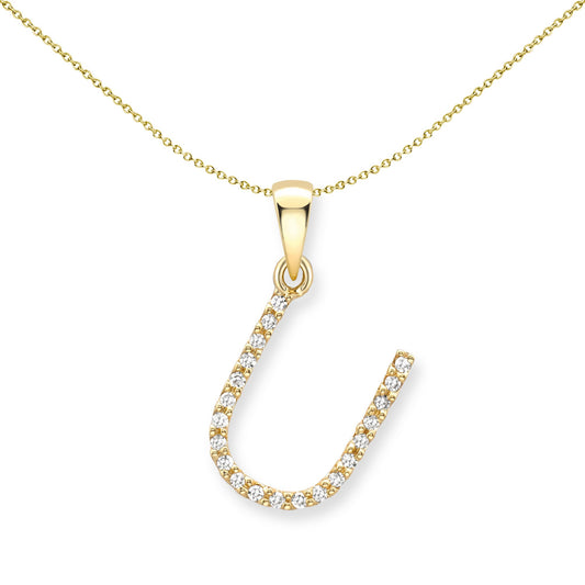 18ct Gold  Diamond Initial Charm Pendant Letter U - INNR0213-U