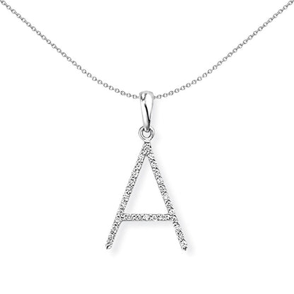 18ct White Gold  Diamond Initial Charm Pendant Letter A 11x20mm - INNR027-A