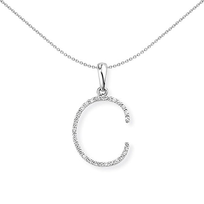 18ct White Gold  Diamond Initial Charm Pendant Letter C 11x20mm - INNR027-C