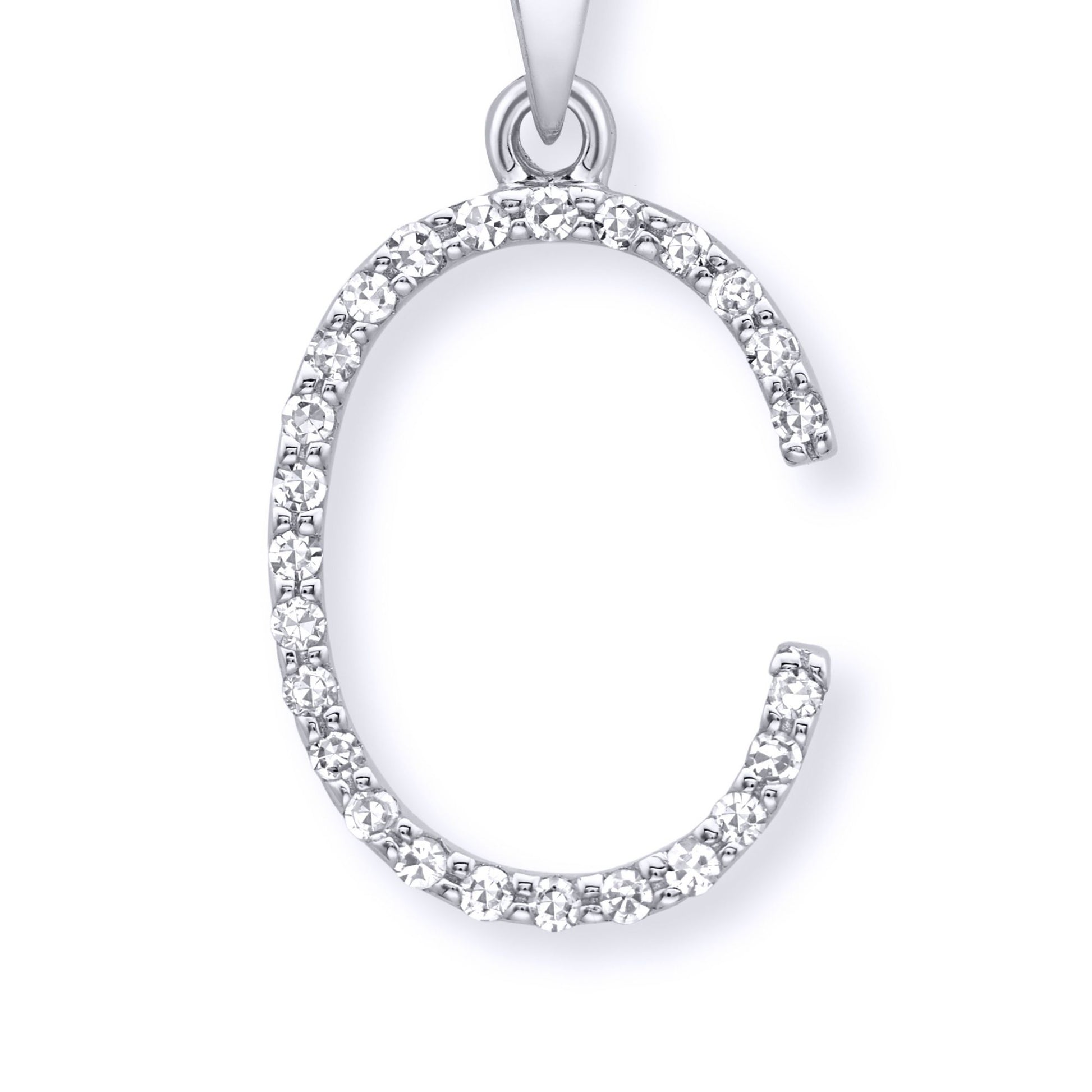 9ct White Gold  Diamond Initial Charm Pendant Letter C - INNR029-C