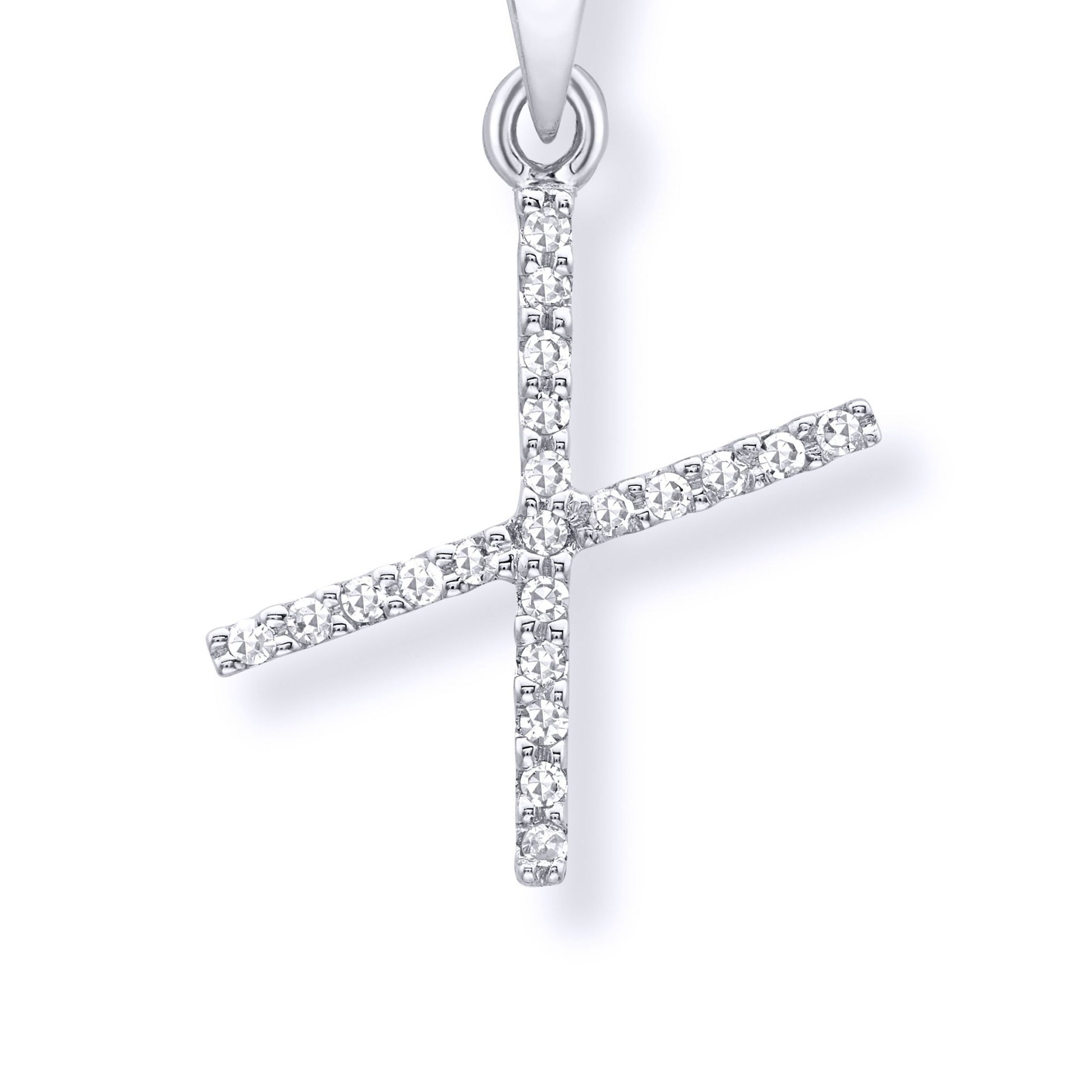 9ct White Gold  Diamond Initial Charm Pendant Letter X - INNR029-X